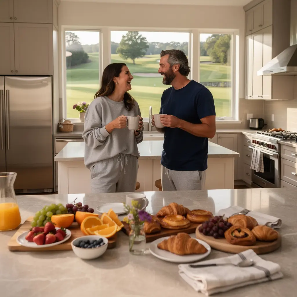 Красивая кухня с современными приборами и стильным дизайном.